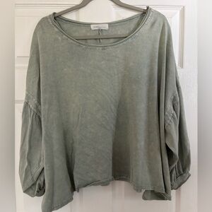 American Threads Washed Balloon Sleeve Top